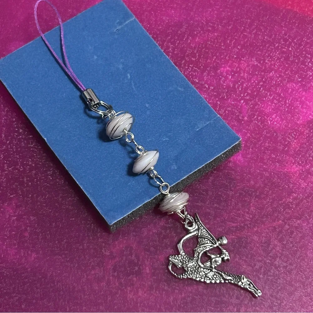 Dragon & Witch keychain charm with Beads Bag Charm